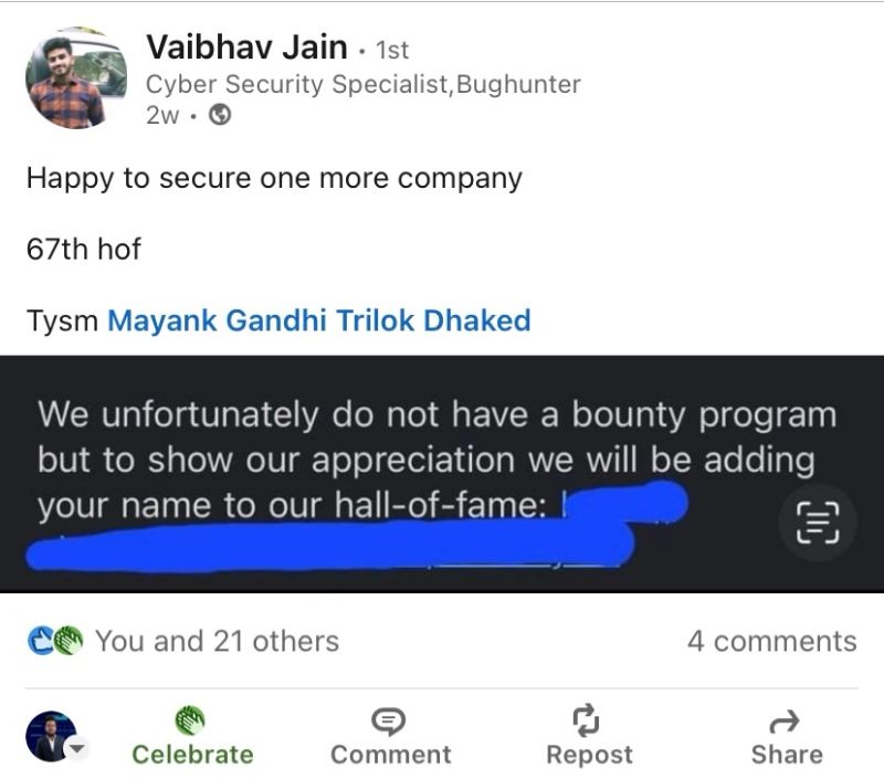 TMG Security student Vaibhav Jain: 67th Hall of Fame