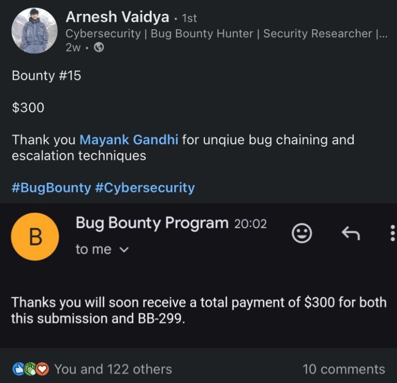 TMG Security student Arnesh Vaidya: Bug chaining bounty