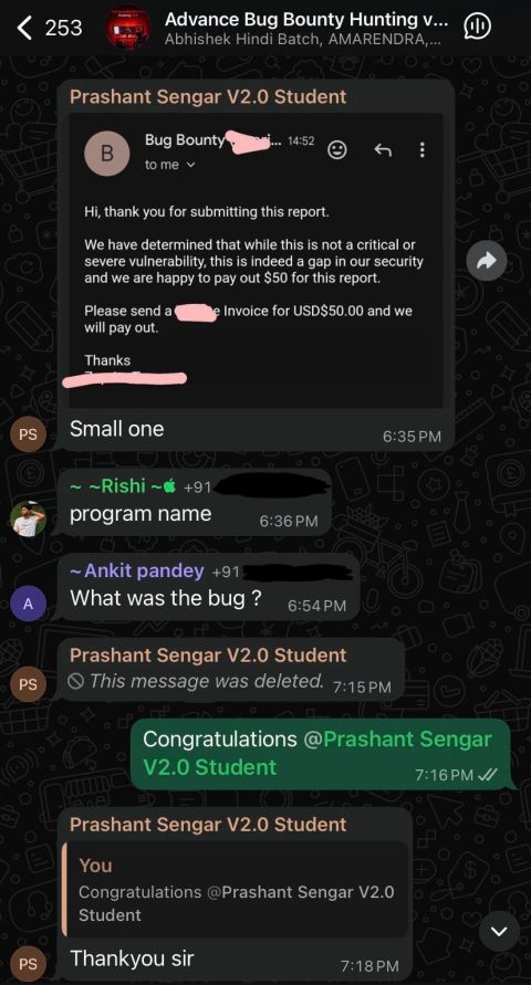 TMG Security student Prashant Sengar: Security gap confirmed and rewarded