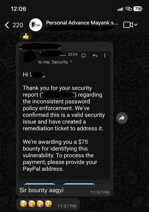TMG Security student Advance batch student: Inconsistent password policy enforcement