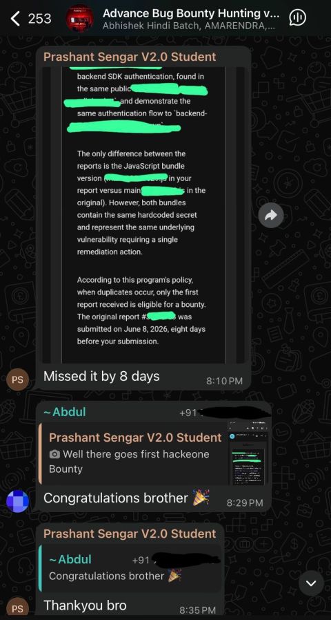 TMG Security student Prashant Sengar: Missed by 8 days: duplicates are part of the journey