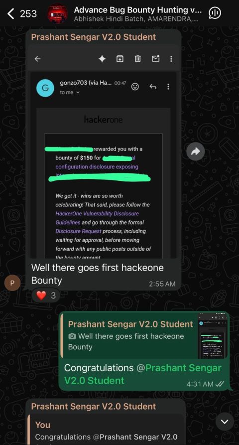 TMG Security student Prashant Sengar: First HackerOne bounty