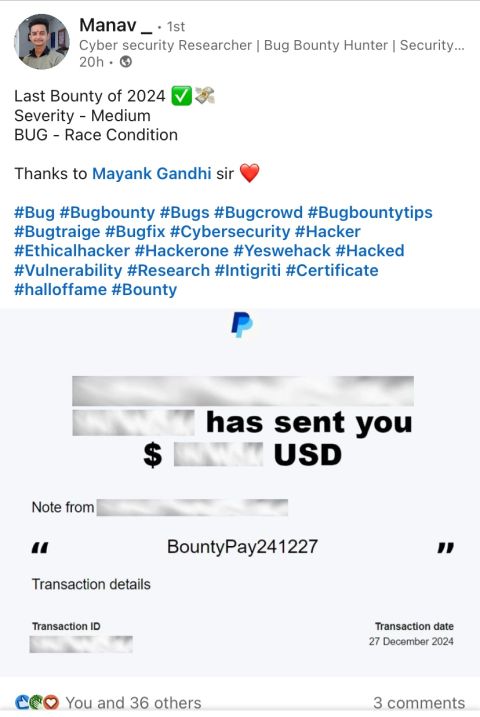 TMG Security student Manav Nakra: Race condition: last bounty of 2024