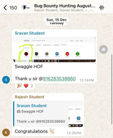 TMG Security student Sravan Kumar: Swaggle Hall of Fame