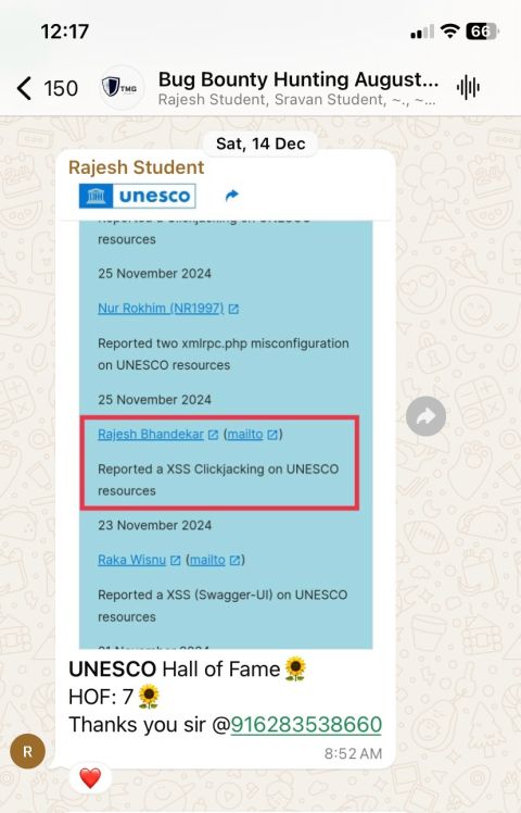 TMG Security student Rajesh Bhandekar: UNESCO Hall of Fame